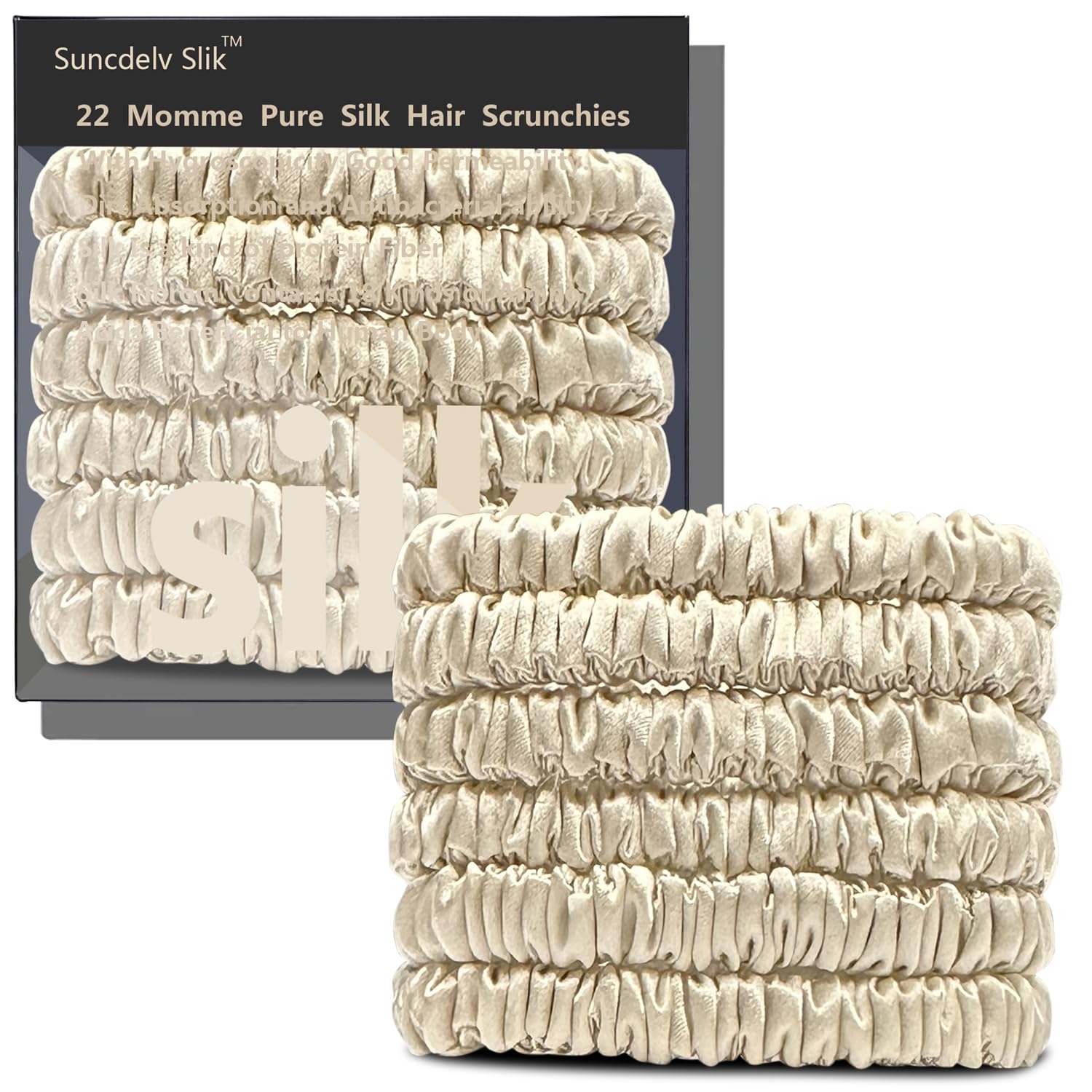 Silk Hair Towel, Friction-Resistant, Amino Acid-Rich, Durable, Breathable (6PCS(Bean Paste, Rose Gold, Rice White))